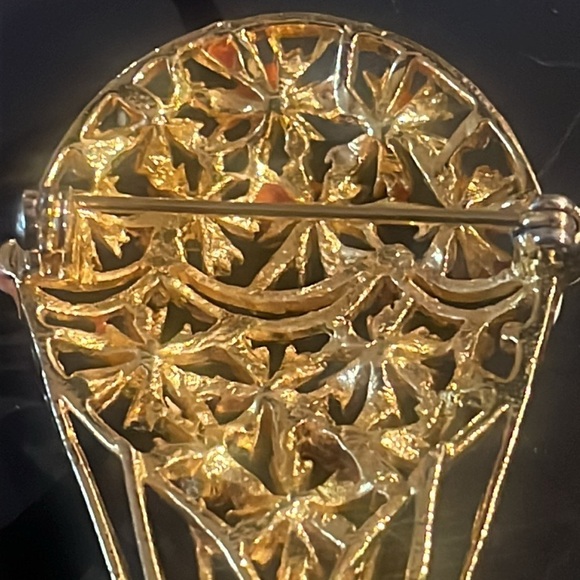 Vintage hot air balloon brooch pin aurora borealis crystals gold - Picture 9 of 10